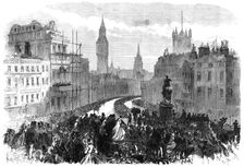 The Funeral of Lord Palmerston: the procession passing Charing-Cross, 1865. Creator: C. R.