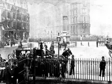 The Funeral of Mr. Gladstone: arrival of the Lord Mayor and Sheriffs at Westminster Abbey, 1898. Creator: SB Bolas & Co