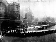 The Funeral of Mr. Gladstone: the funeral cortege leaving Westminster Hall, 1898. Creator: Russell & Sons