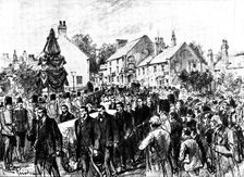 The Funeral of Mr. Gladstone: the funeral procession passing through the village of Hawarden, 1898. Creator: Unknown