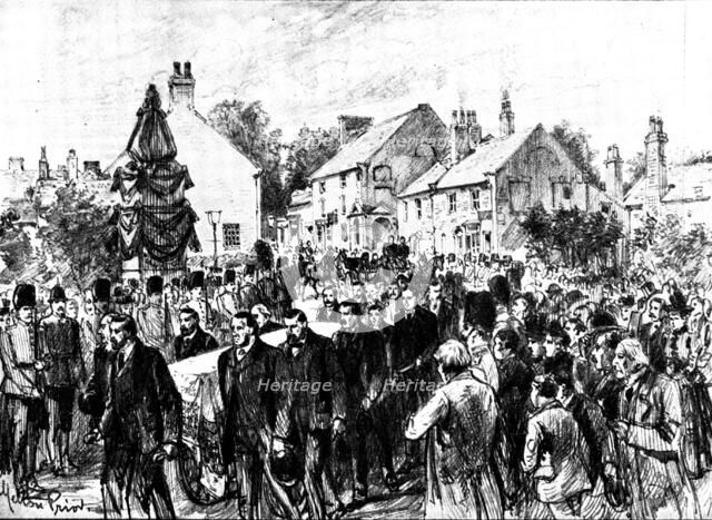 The Funeral of Mr. Gladstone: the funeral procession passing through the village of Hawarden, 1898. Creator: Unknown.