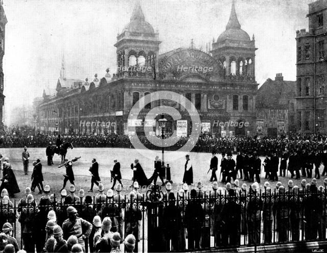 The Funeral of Mr. Gladstone: the House of Lords' procession crossing Broad Sanctuary, 1898. Creator: SB Bolas & Co.