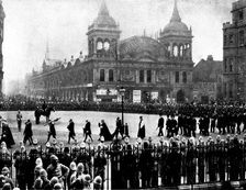 The Funeral of Mr. Gladstone: the House of Lords procession crossing Broad Sanctuary, 1898. Creator: SB Bolas & Co
