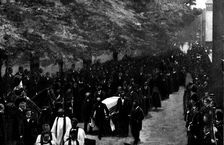 The Funeral of Mr. Gladstone: the procession passing the corner of Church Street, Hawarden, 1898. Creator: Unknown
