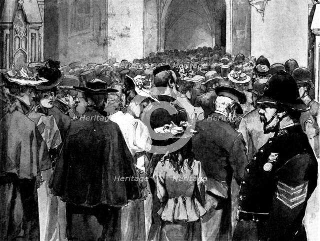 The Funeral of Mr. Gladstone: the public entering Westminster Hall to view the lying-in-state, 1898. Creator: Unknown.