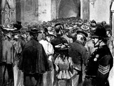 The Funeral of Mr. Gladstone: the public entering Westminster Hall to view the lying-in-state, 1898. Creator: Unknown