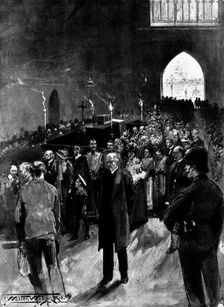 The Funeral of Mr. Gladstone: the public viewing the lying-in-state in Westminster Hall, 1898. Creator: Unknown