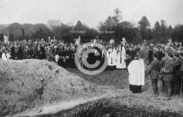 'The funeral of some of the Lusitania victims at Queenstown', 1915. Artist: Unknown.