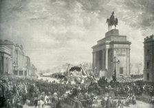 The Funeral of the Duke of Wellington Passing Apsley House, November 18, 1852 (c1897). Artist: E&S Woodbury