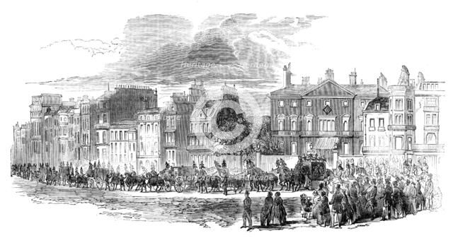 The Funeral Procession leaving Cambridge House, Piccadilly, 1850.  Creator: Unknown.