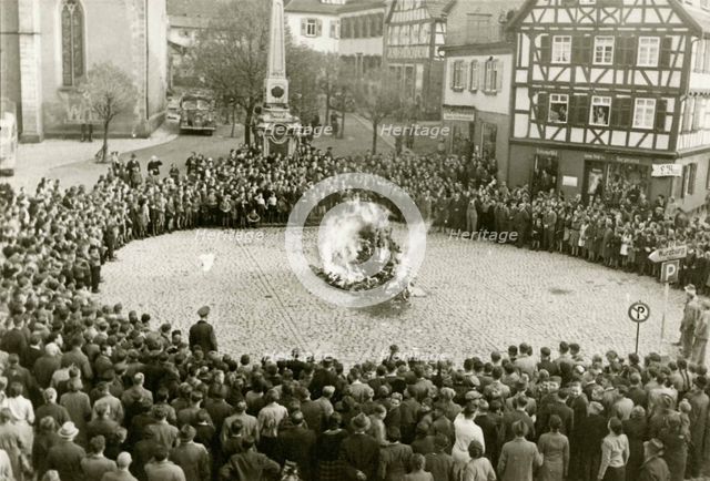 The furnishings and ritual objects from the synagogue in Mosbach on the town square on 10 November 1 Artist: Anonymous  