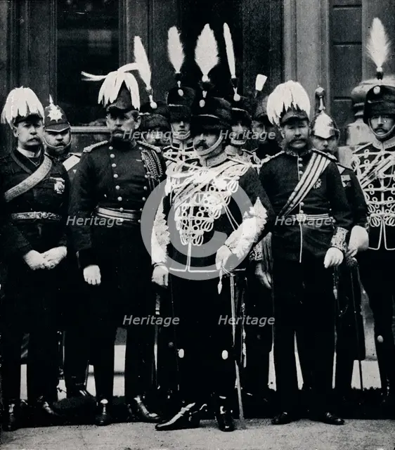 The future King Edward VIIand officers of the Queen's Own Oxfordshire Hussars, 1897 (1911). Creator: Hills and Saunders.