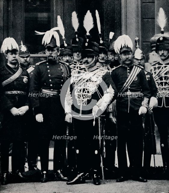 The future King Edward VIIand officers of the Queen's Own Oxfordshire Hussars, 1897 (1911). Creator: Hills and Saunders.