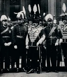 The future King Edward VIIand officers of the Queen's Own Oxfordshire Hussars, 1897 (1911). Creator: Hills and Saunders