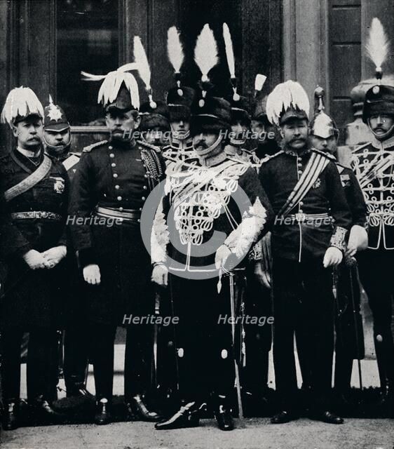The future King Edward VIIand officers of the Queen's Own Oxfordshire Hussars, 1897 (1911). Creator: Hills and Saunders.