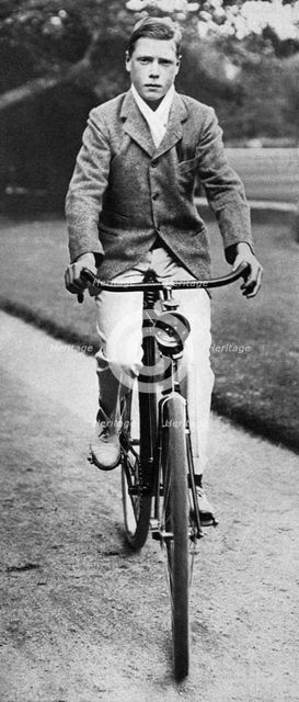 The future King Edward VIII riding his bicycle in 1911. Artist: Unknown