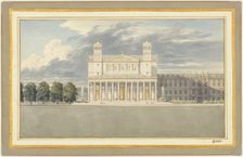 The Façade and Surroundings of a Cathedral for Berlin, 1827. Creator: Karl Friedrich Schinkel