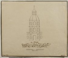 The Facade of the Central Part of the Court Stables on the Moika Embankment in St. Petersburg, 1740s Artist: Anonymous