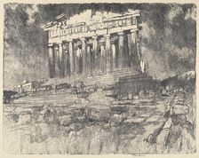 The Facade of the Parthenon, Sunset, 1913. Creator: Joseph Pennell