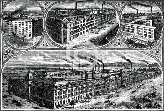 The factories of the Singer Manufacturing Company, c1880. Artist: Unknown