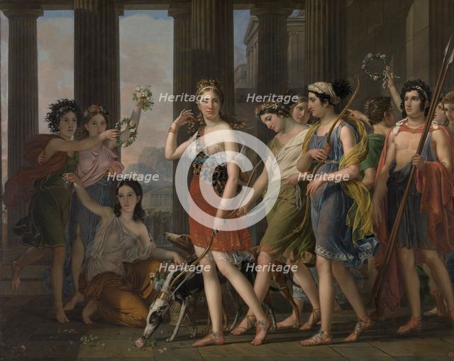 The Fair Anthia Leading her Companions to the Temple of Diana in Ephesus, c1820. Creator: Joseph Paelinck.