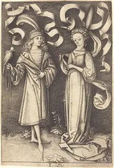 The Falconer and Noble Lady, c. 1495/1503. Creator: Israhel van Meckenem