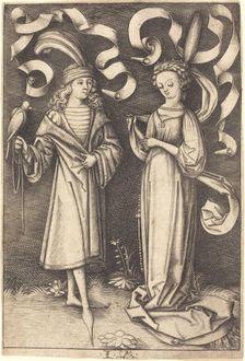 The Falconer and Noble Lady, c. 1495/1503. Creator: Israhel van Meckenem