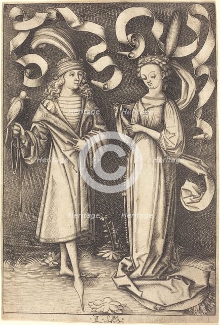 The Falconer and Noble Lady, c. 1495/1503. Creator: Israhel van Meckenem.
