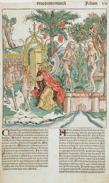 The Fall and Expulsion of Adam and Eve from Paradise, published 1493. Creator: Michael Wolgemut