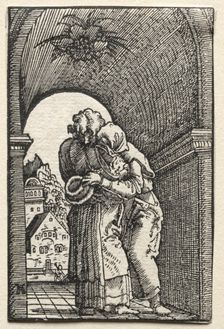 The Fall and Redemption of Man: The Embrace of Joachim and Anne at the Golden Gate, 1515. Creator: Albrecht Altdorfer (German, c. 1480-1538)