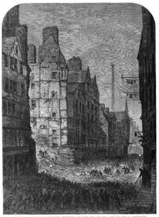 The fall of a house in High-Street, Edinburgh: searching for the dead and wounded by..., 1861. Creator: Unknown