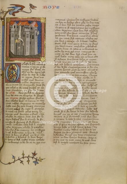 The Fall of Ahaziah, about 1360-1370. Creator: Master of Jean de Mandeville.