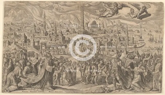 The Fall of Babylon, 1569. Creator: Philip Galle.