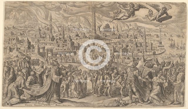 The Fall of Babylon, 1569. Creator: Philip Galle.
