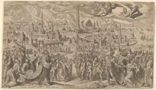 The Fall of Babylon, 1569. Creator: Philip Galle