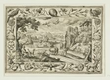 The Fall of Icarus, from Landscapes with Old and New Testament Scenes and Hunting Scenes, 1584. Creator: Adriaen Collaert
