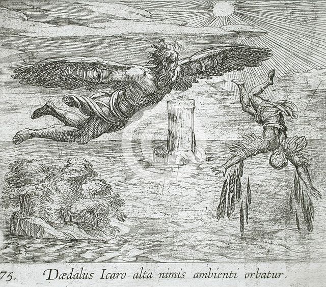 The Fall of Icarus, published 1606. Creators: Antonio Tempesta, Wilhelm Janson.