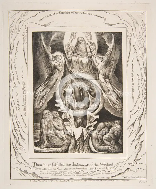The Fall of Satan, from Illustrations of the Book of Job, 1825-26. Creator: William Blake.