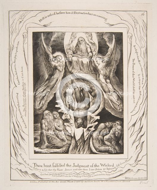 The Fall of Satan, from Illustrations of the Book of Job, 1825-26. Creator: William Blake.