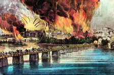 The fall of Richmond, Virginia, American Civil War, 2 April 1865. Artist: Currier and Ives