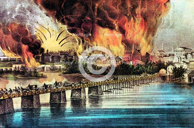 The fall of Richmond, Virginia, American Civil War, 2 April 1865. Artist: Currier and Ives