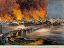 The Fall of Richmond, Virginia, on the Night of April 2nd, 1865, 1865., 1865. Creators: Nathaniel Currier, James Merritt Ives, Currier and Ives