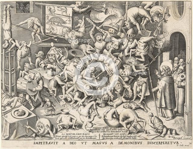 The Fall of the Magician Hermogenes (After Pieter Brueghel I), 1565. Creator: Heyden, Pieter, van der (1538-1572).