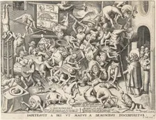 The Fall of the Magician Hermogenes (After Pieter Brueghel I), 1565. Creator: Heyden, Pieter, van der (1538-1572)