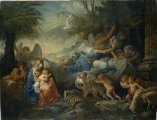 The Fall of the Idols and the Rest on the Flight into Egypt, ca 1775. Creator: Lagrenée, Jean-Jacques (1739-1821)