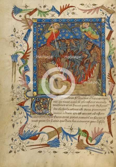 The Fall of the Rebel Angels; Livre de Bonnes Meurs, about 1430. Creator: Unknown.