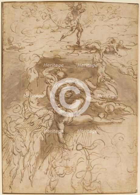 The Fall of the Rebel Angels [recto], c. 1524/1527. Creator: Parmigianino.