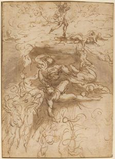 The Fall of the Rebel Angels [recto], c. 1524/1527. Creator: Parmigianino