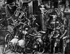 The Fall of Troy and the Escape of Aeneas, mid-1540s. Creator: Giorgio Ghisi