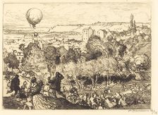 The Falling Balloon, in Pre-Saint-Gervais (Lebaloon qui tombe, au Pre-Saint-Gervais), 1910. Creator: Auguste Lepere